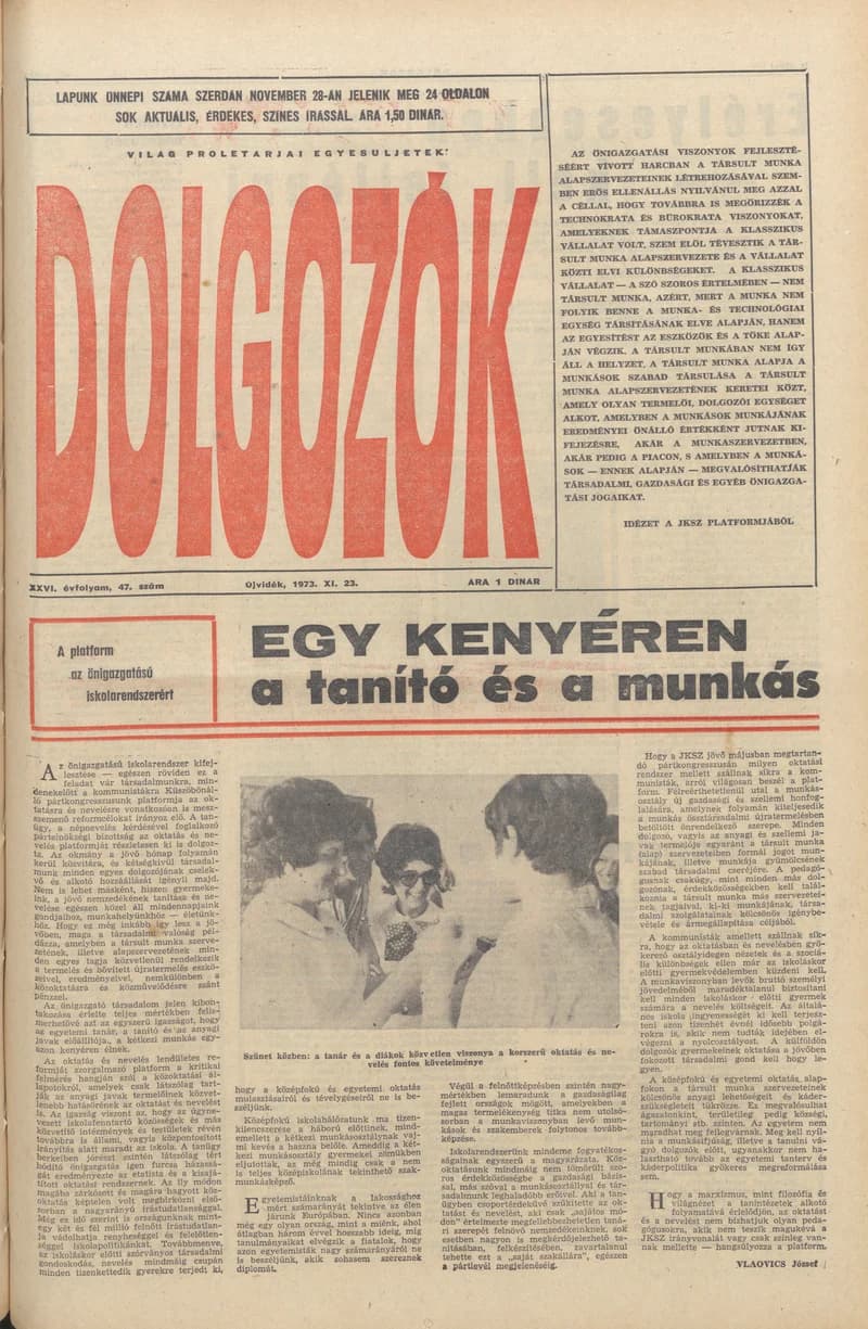Dolgozók, 27. évf. 1973. november 23. 47. sz.