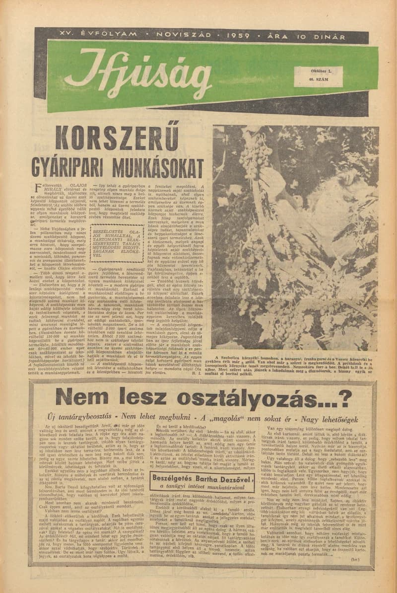 Ifjúság, 15. évf. 1959. október 1. 40. sz.