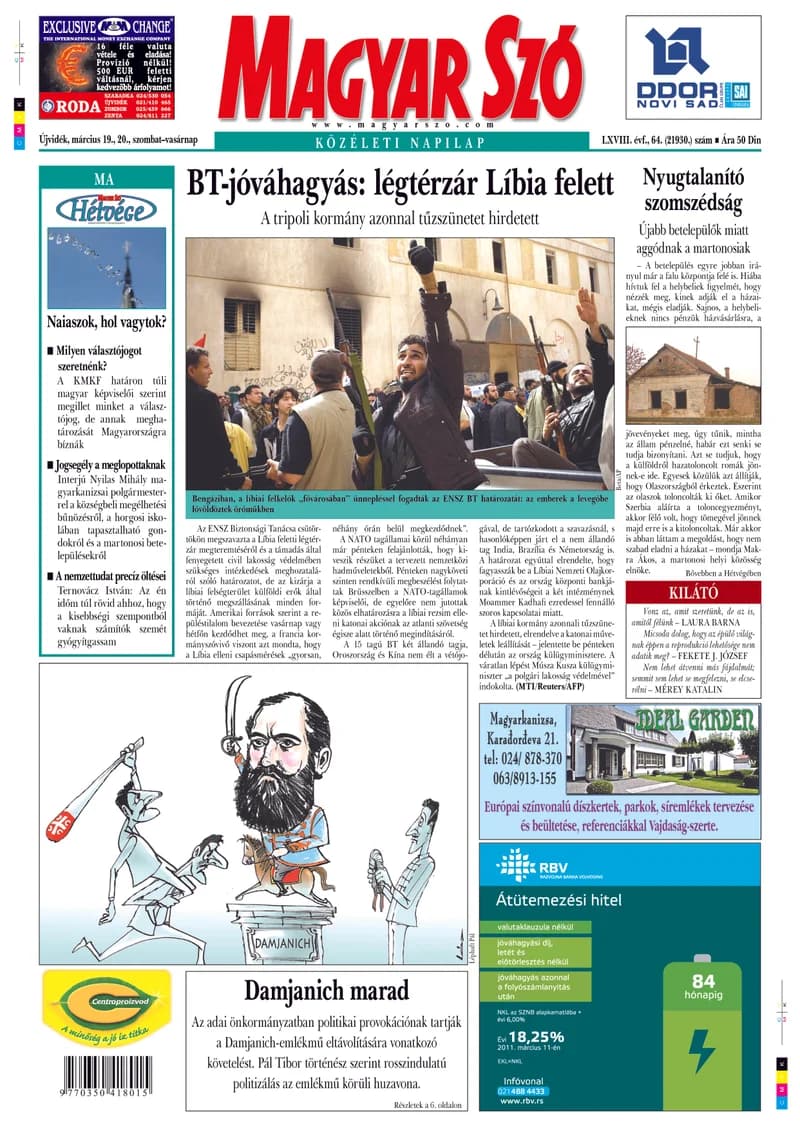 Magyar Szó, 68. évf. 2011. március 19. – 20. 64. sz. 1–48. oldal