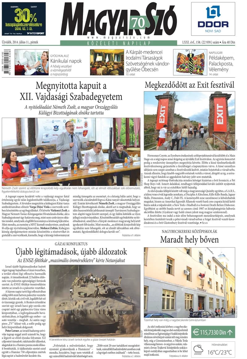 Magyar Szó, 71. évf. 2014. július 11. 158. sz. 1–16. oldal
