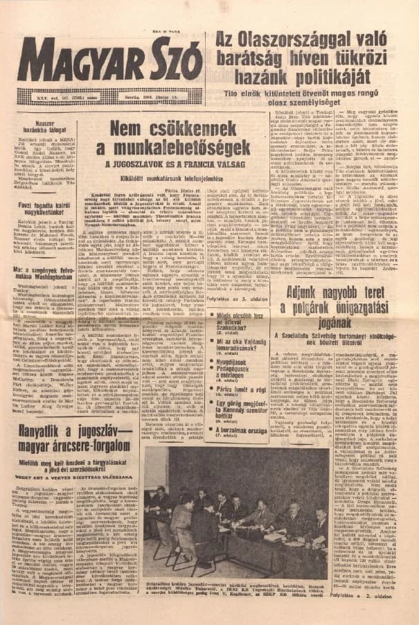 Magyar Szó, 25. évf. 1968. június 19. 167. sz. 1–14. oldal