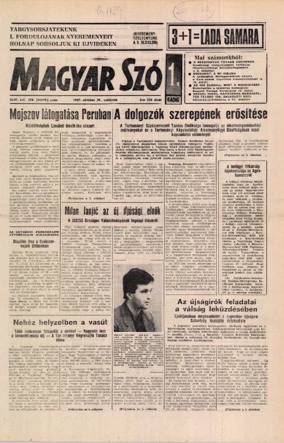 Magyar Szó, 44. évf. 1987. október 29. 298. sz. 1–16. oldal