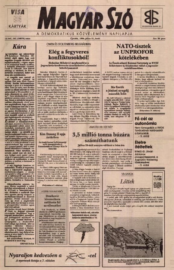 Magyar Szó, 51. évf. 1994. július 12. 141. sz. 1–16. oldal