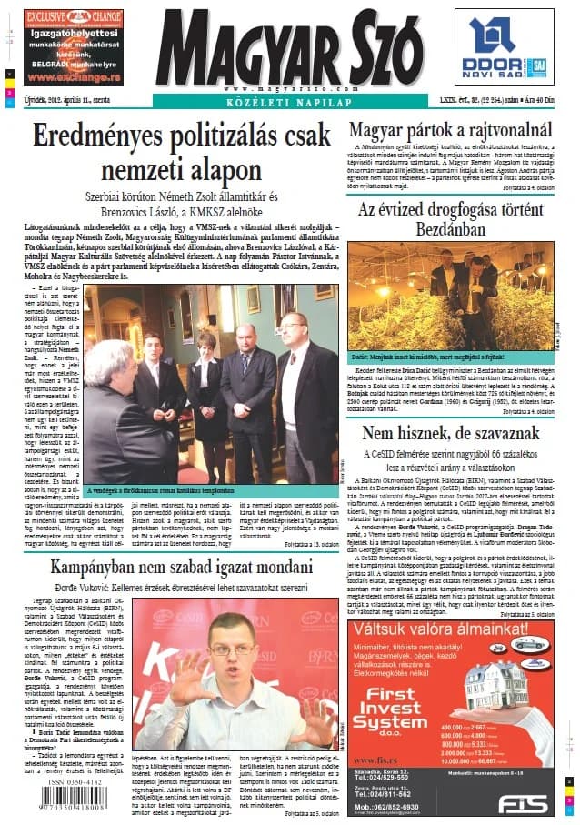 Magyar Szó, 69. évf. 2012. április 11. 82. sz. 1–20. oldal