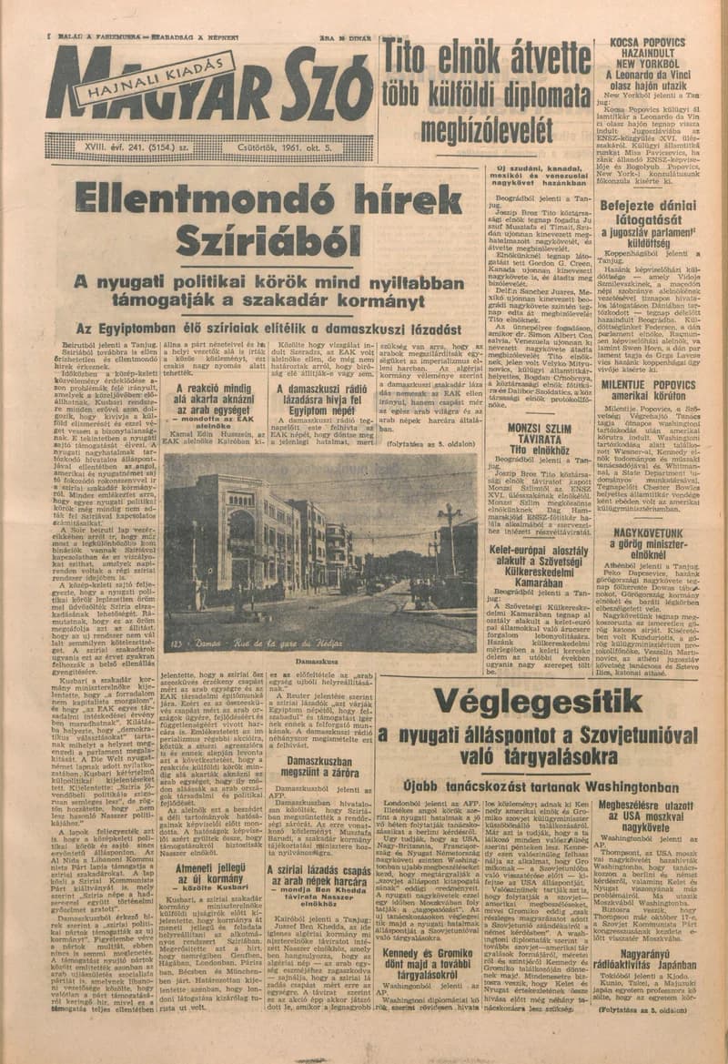Magyar Szó, 18. évf. 1961. október 5. 241. sz. 1–14. oldal