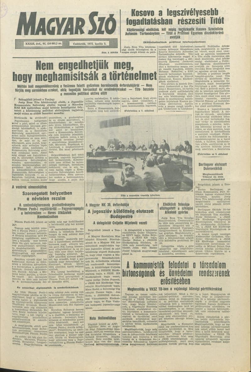 Magyar Szó, 32. évf. 1975. április 3. 91. sz.