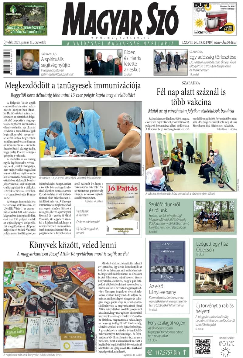 Magyar Szó, 78. évf. 2021. január 21. 15. sz. 1–20. oldal