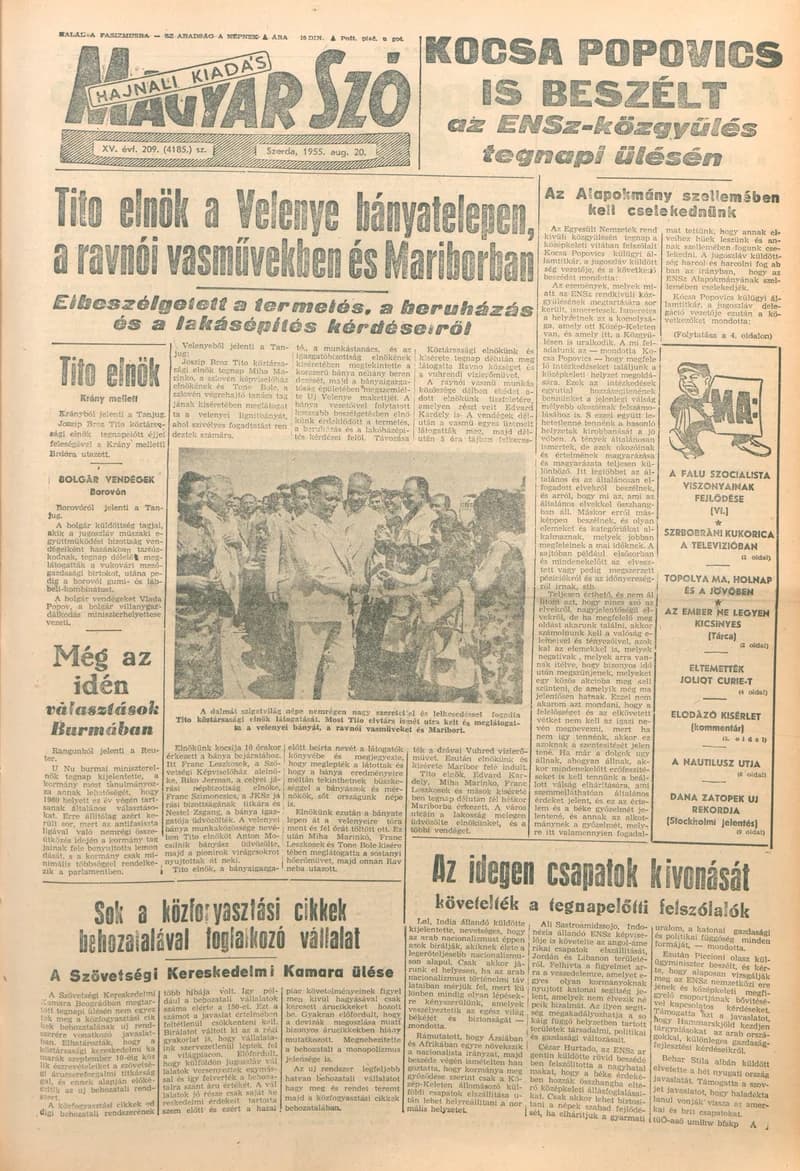 Magyar Szó, 15. évf. 1958. augusztus 20. 209. sz. 1–14. oldal
