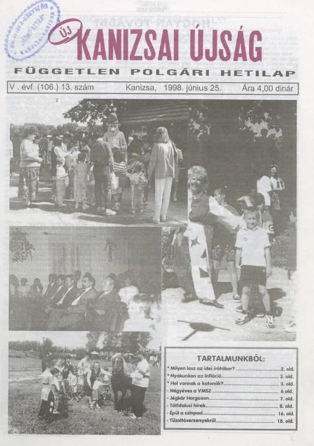 Új Kanizsai Újság, 5. évf. 1998. június 25. 13. sz.