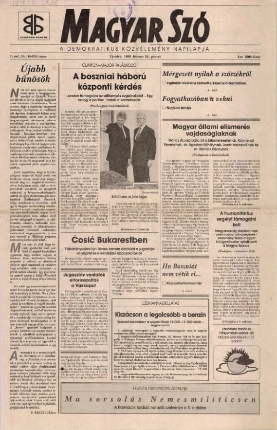Magyar Szó, 50. évf. 1993. február 26. 55. sz. 1–16. oldal