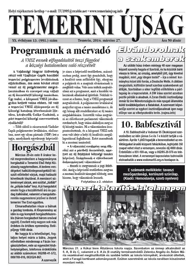Temerini Újság, 20. évf. 2014. március 27. 13. sz.