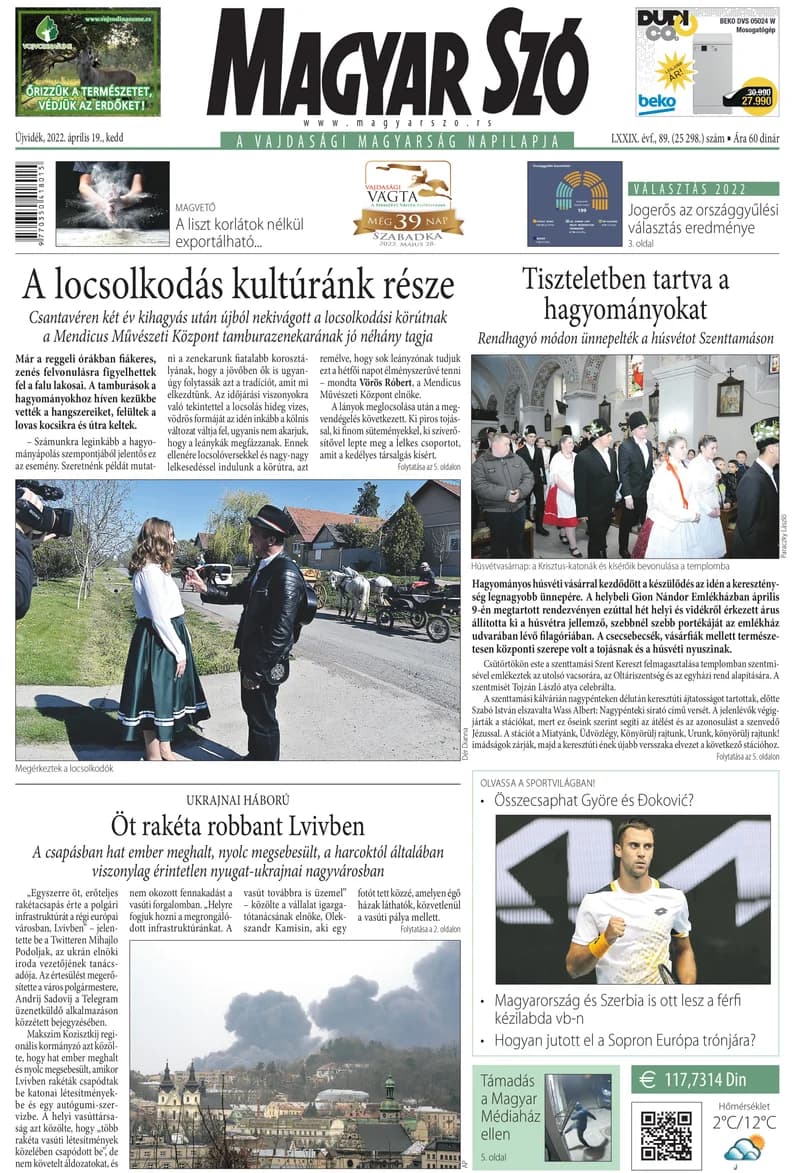 Magyar Szó, 79. évf. 2022. április 19. 89. sz. 1–16. oldal