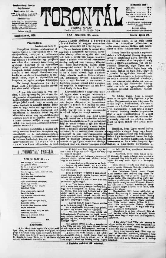 Torontál, 25. évf. 1896. április 22. 93. sz.