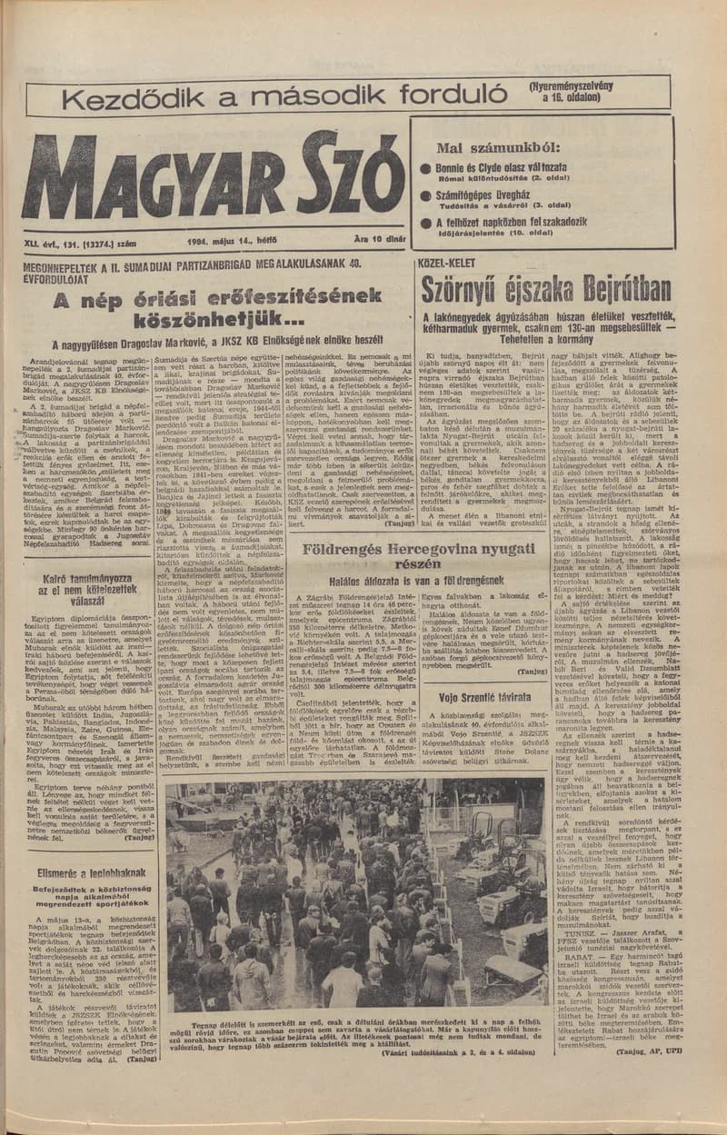 Magyar Szó, 41. évf. 1984. május 14. 131. sz. 1–10. oldal