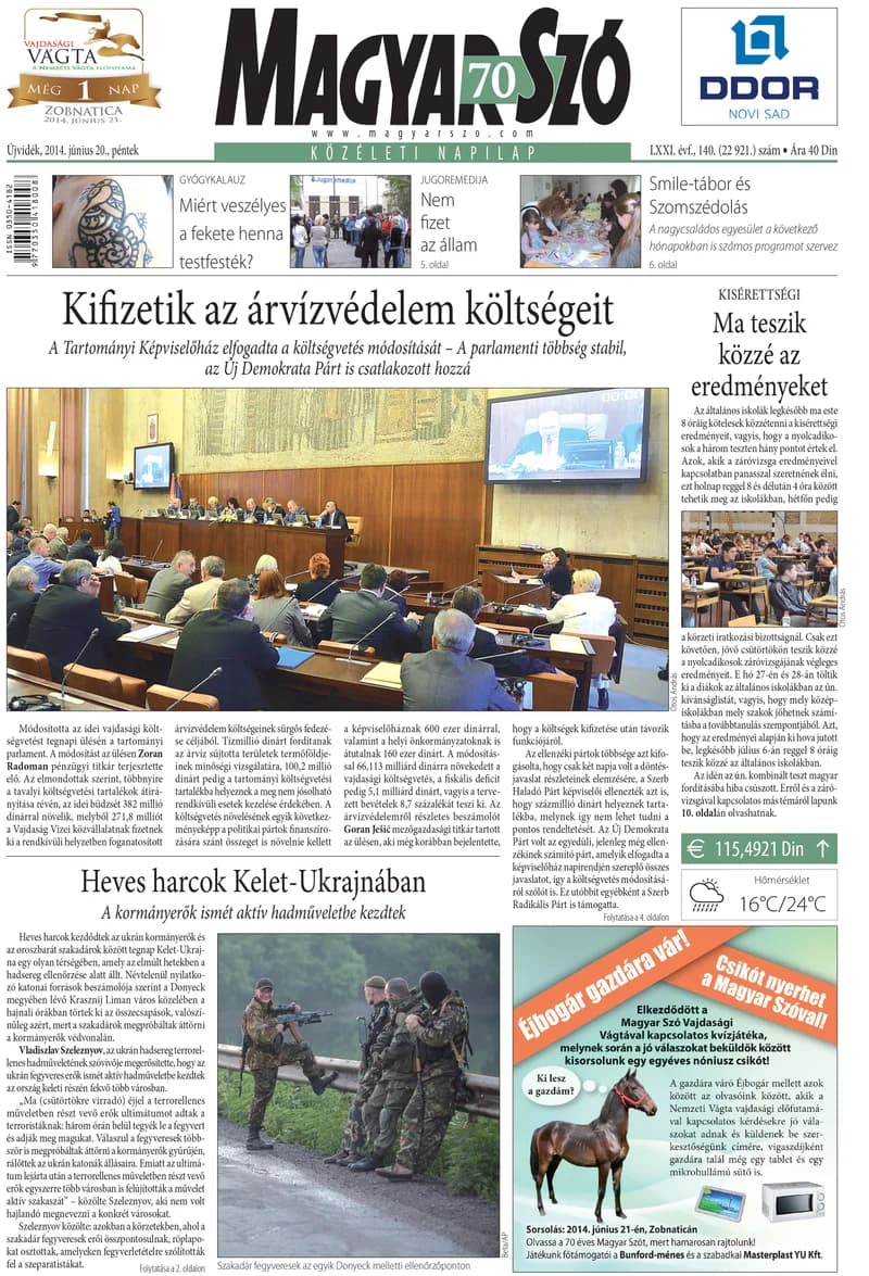 Magyar Szó, 71. évf. 2014. június 20. 140. sz. 1–16. oldal
