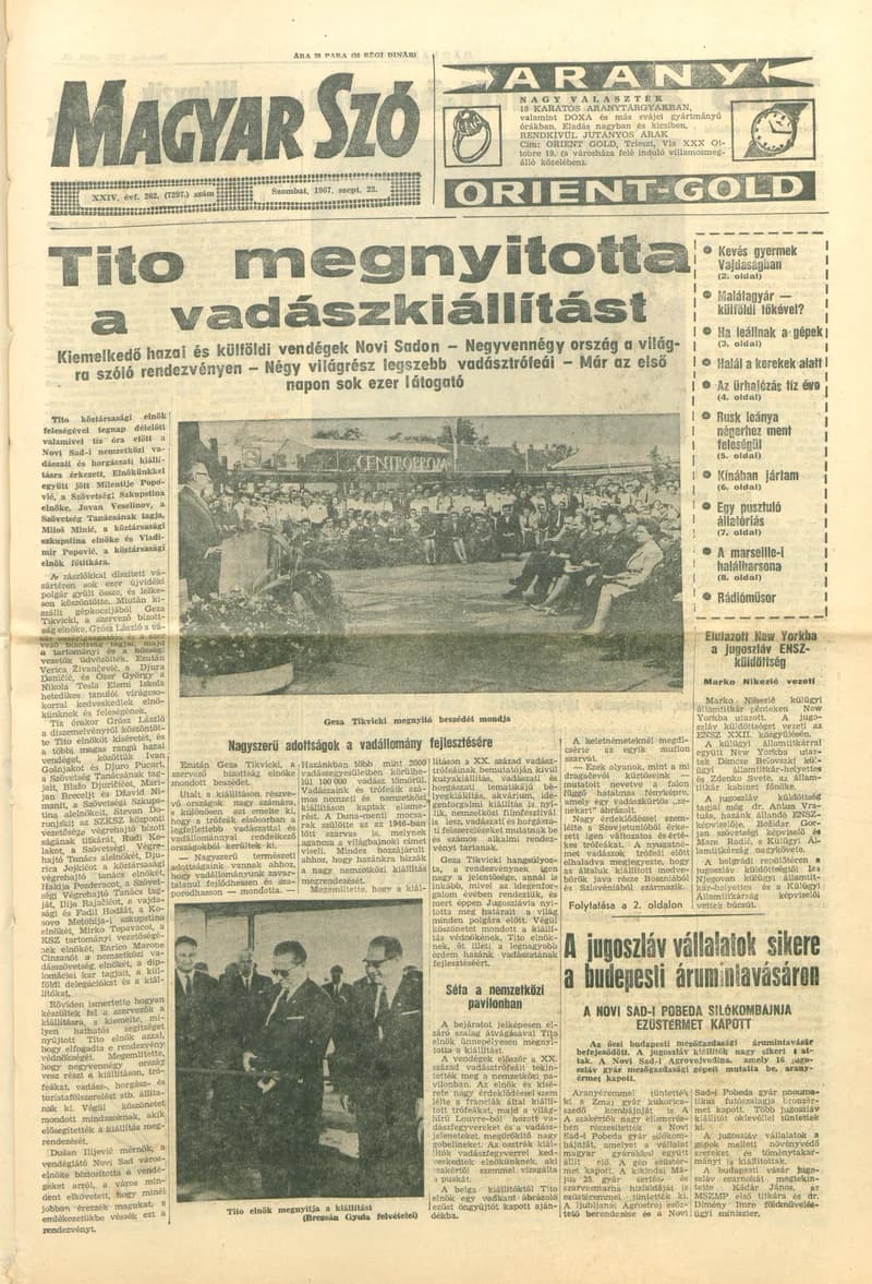 Magyar Szó, 24. évf. 1967. szeptember 23. 262. sz. 1–12. oldal