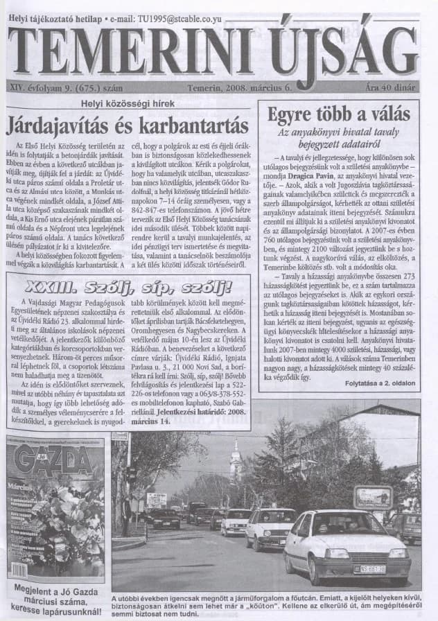 Temerini Újság, 14. évf. 2008. március 6. 9. sz.