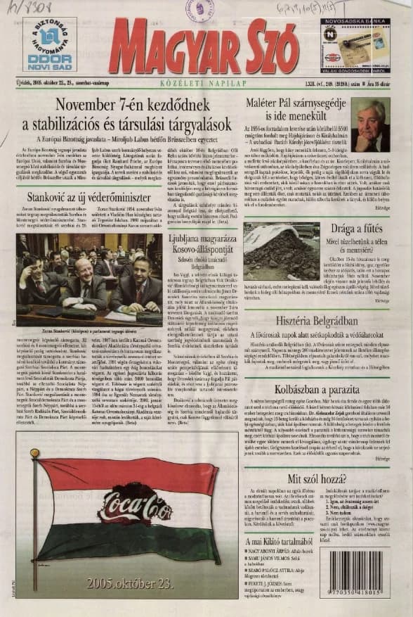 Magyar Szó, 62. évf. 2005. október 22. – 23. 249. sz. 1–12. oldal