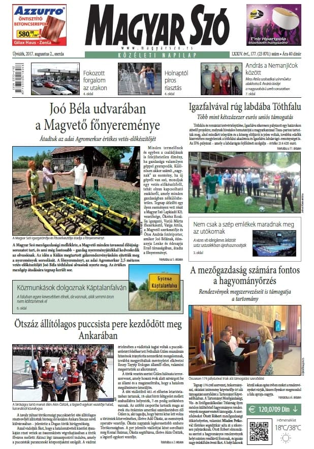 Magyar Szó, 74. évf. 2017. augusztus 2. 177. sz. 1–16. oldal