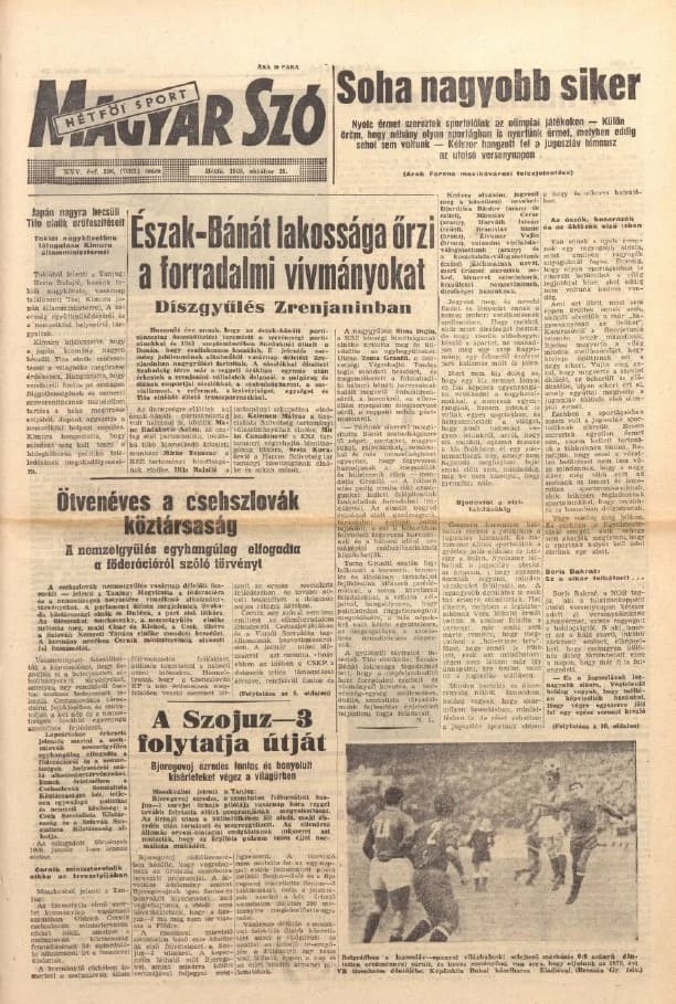 Magyar Szó, 25. évf. 1968. október 28. 298. sz. 1–16. oldal