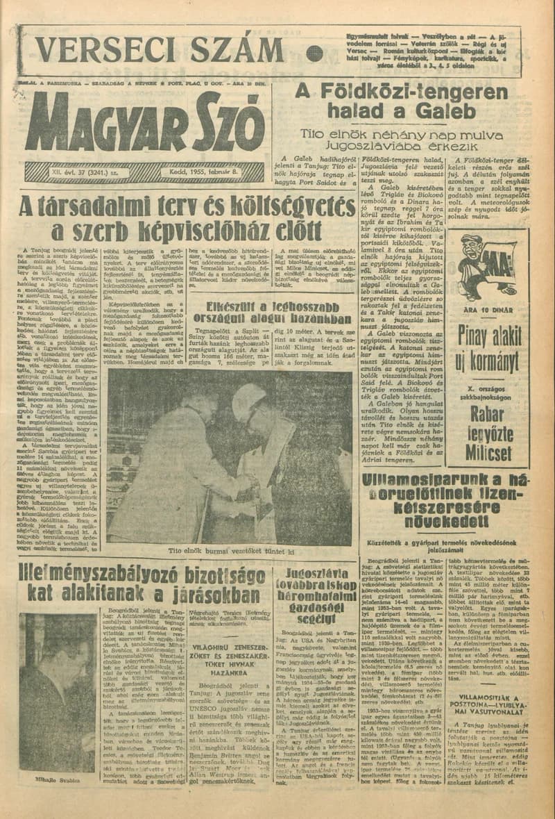 Magyar Szó, 12. évf. 1955. február 8. 37. sz. 1–8. oldal