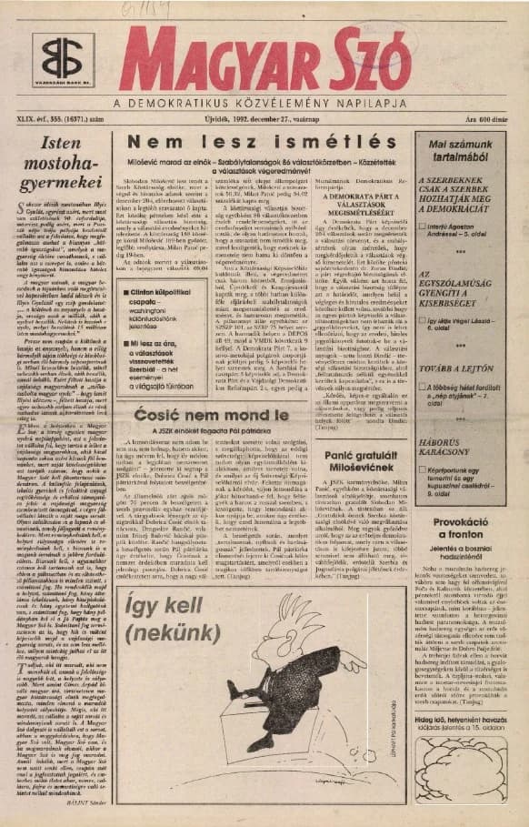 Magyar Szó, 49. évf. 1992. december 27. 355. sz. 1–24. oldal