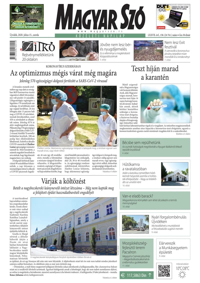 Magyar Szó, 77. évf. 2020. július 15. 158. sz. 1–16. oldal