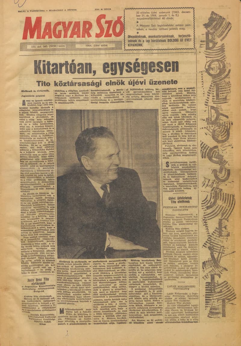 Magyar Szó, 21. évf. 1963. december 31. – 1964. január 2. 360. sz. 1–32. oldal