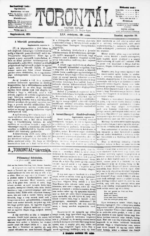 Torontál, 25. évf. 1896. augusztus 29. 198. sz.