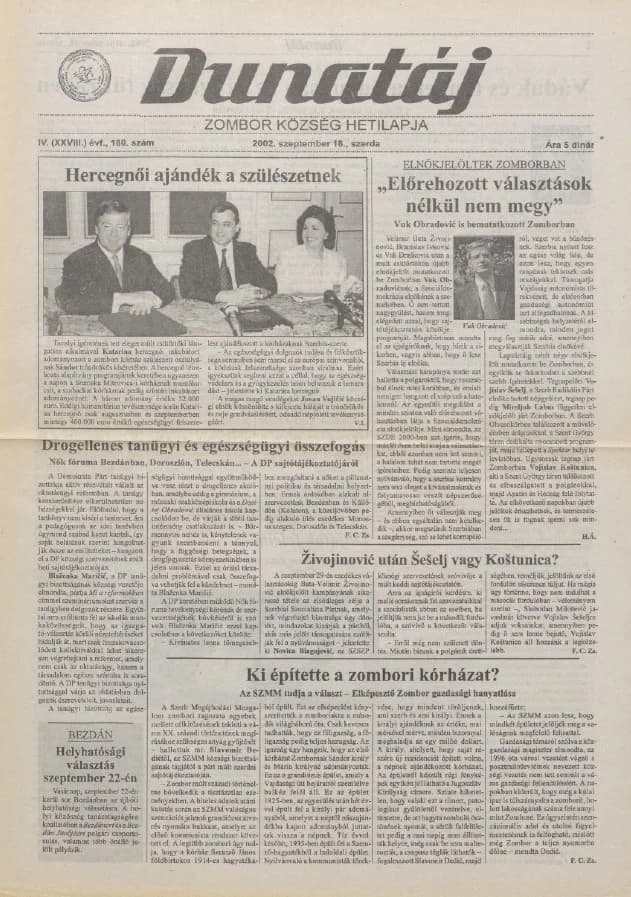 Dunatáj, 4. évf. 2002. szeptember 18. 180. sz.