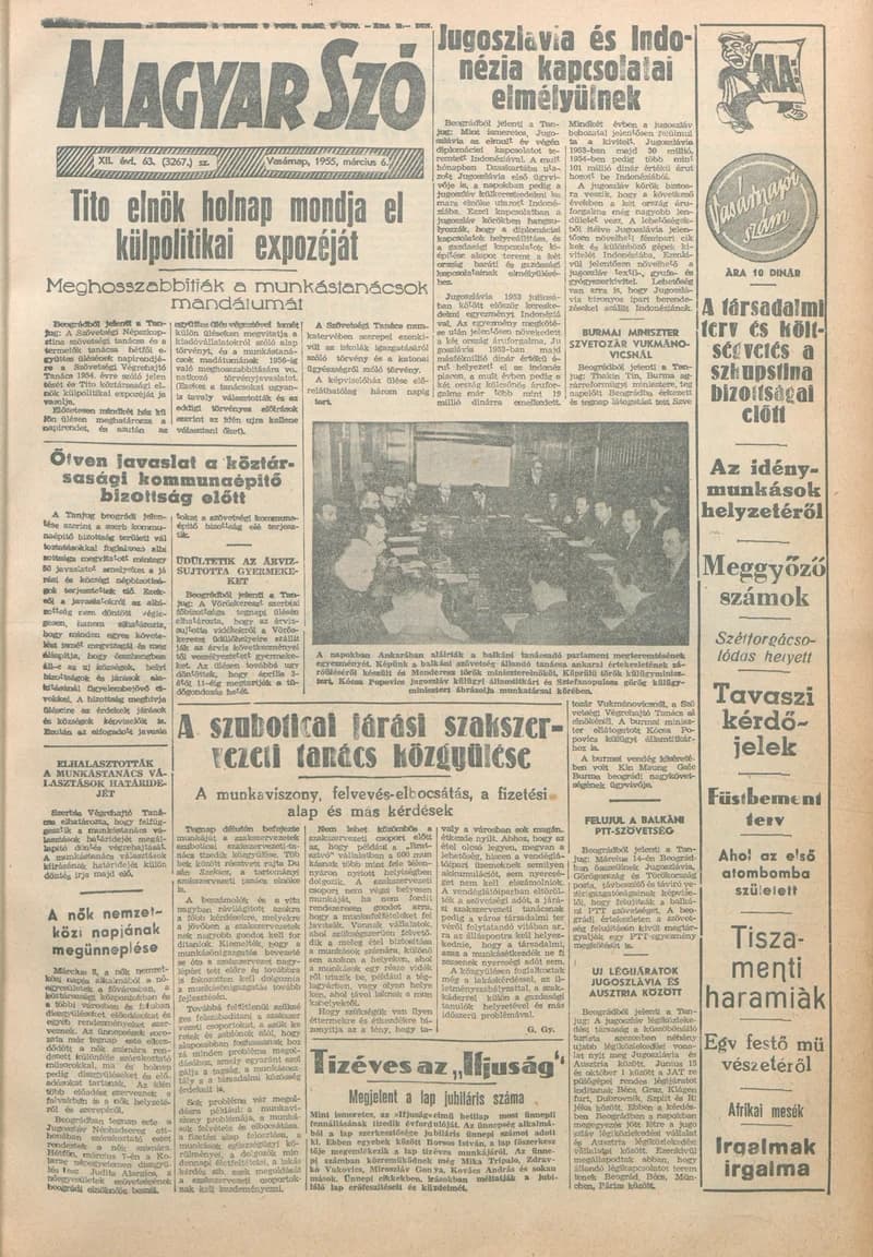 Magyar Szó, 12. évf. 1955. március 6. 63. sz. 1–12. oldal