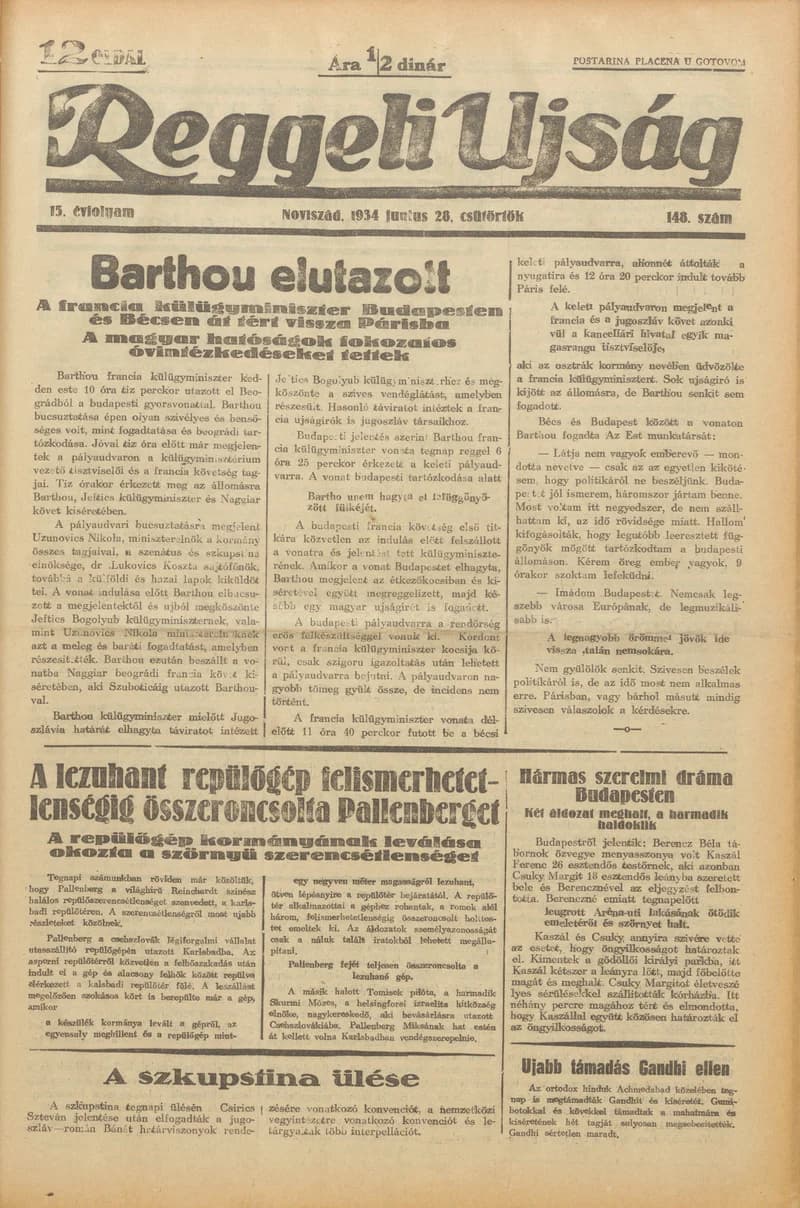 Reggeli Újság, 15. évf. 1934. június 28. 148. sz.
