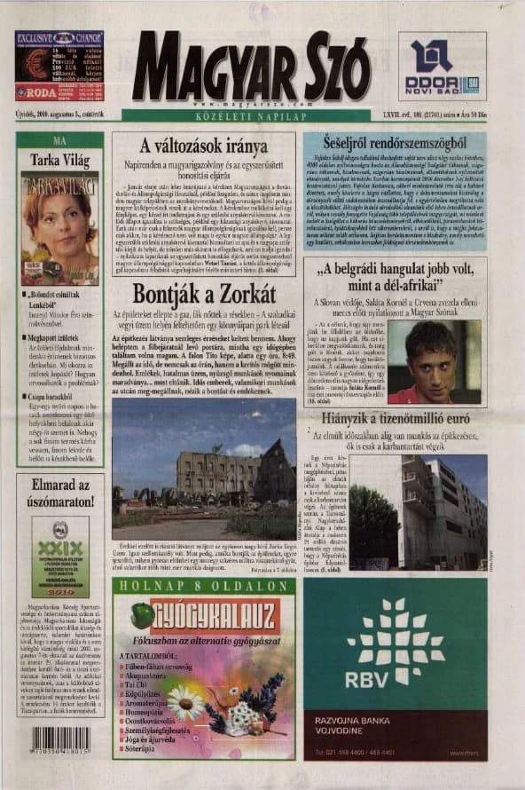 Magyar Szó, 67. évf. 2010. augusztus 5. 180. sz. 1–20. oldal