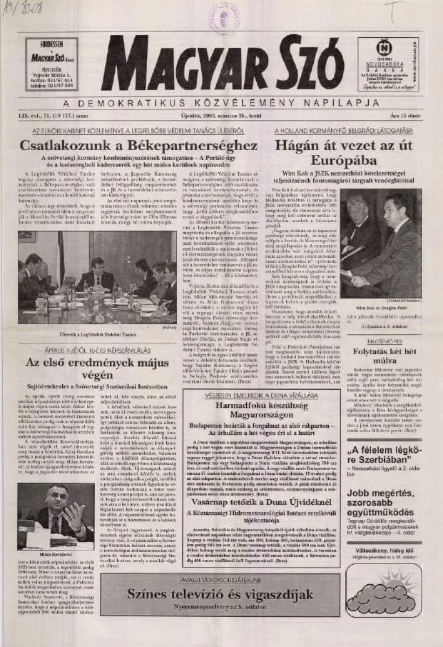 Magyar Szó, 59. évf. 2002. március 26. 71. sz. 1–16. oldal