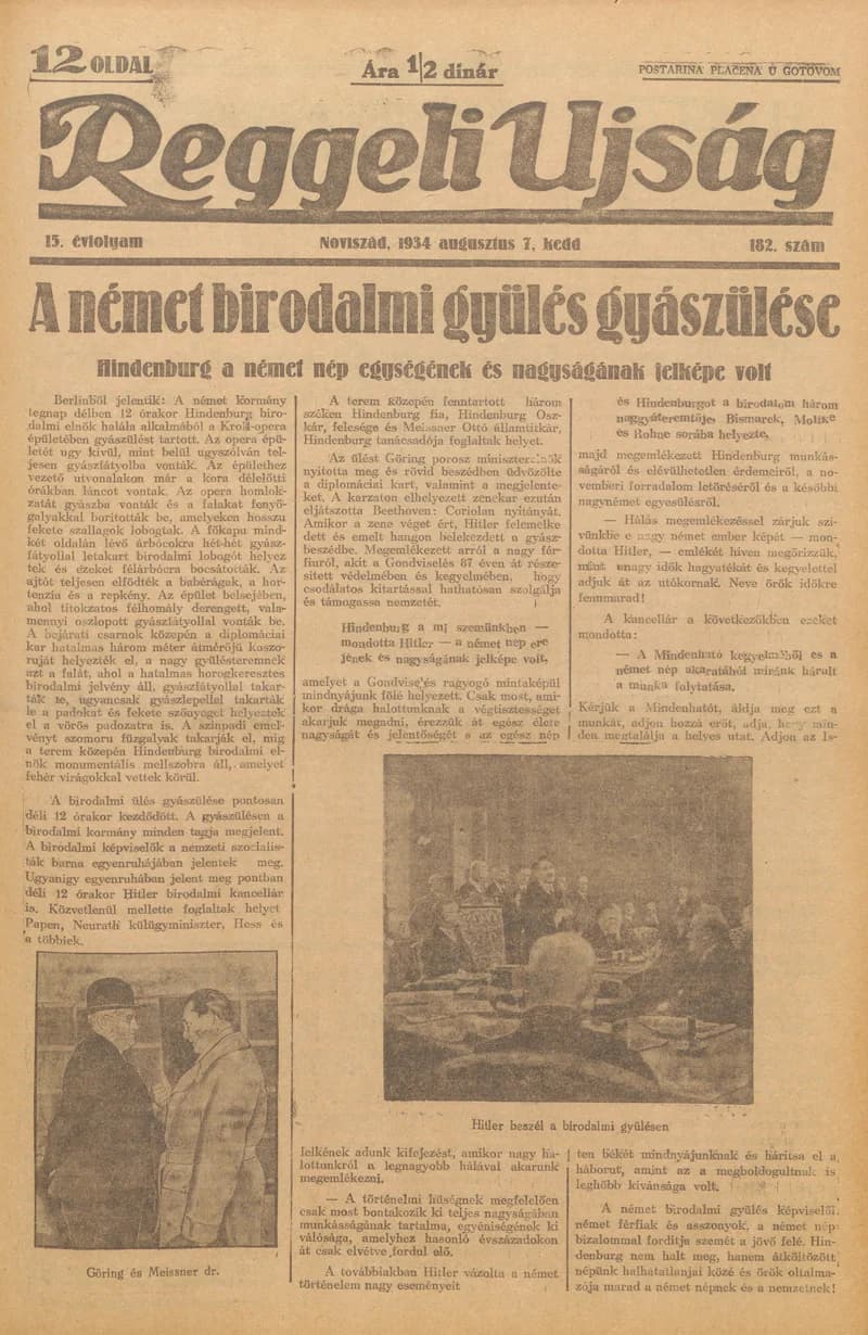 Reggeli Újság, 15. évf. 1934. augusztus 7. 182. sz.