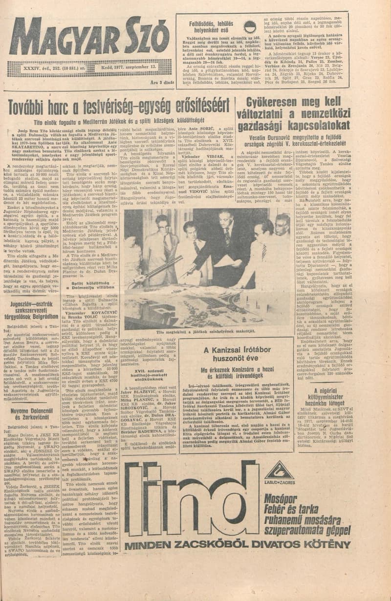 Magyar Szó, 34. évf. 1977. szeptember 13. 252. sz.
