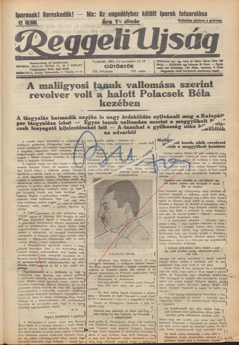 Reggeli Újság, 12. évf. 1931. november 19. 272. sz.