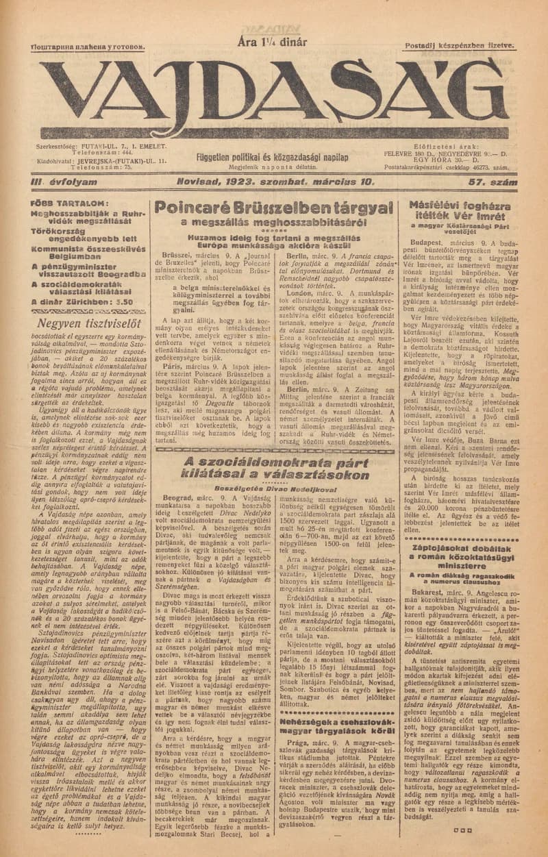 Vajdaság, 3. évf. 1923. március 10. 57. sz.