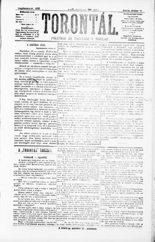Torontál, 24. évf. 1895. október 16. 238. sz.