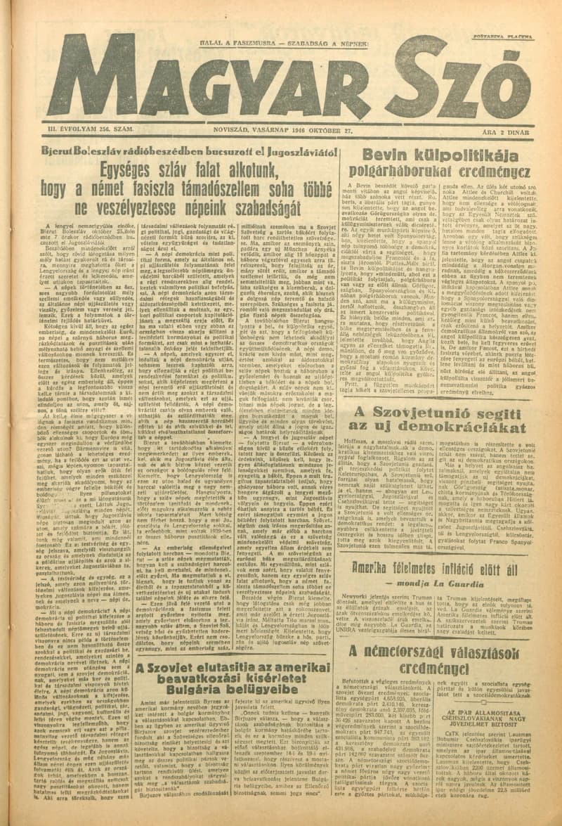 Magyar Szó, 3. évf. 1946. október 27. 256. sz. 1–8. oldal