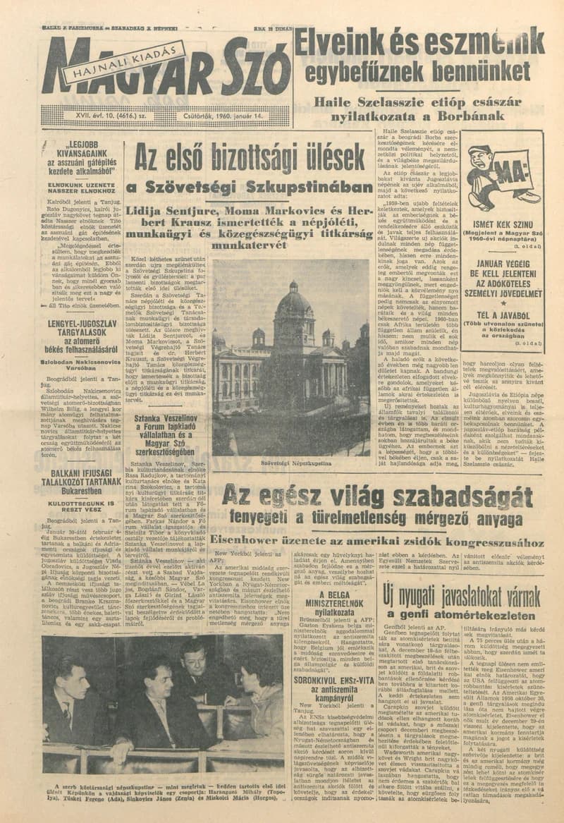 Magyar Szó, 17. évf. 1960. január 14. 10. sz. 1–24. oldal
