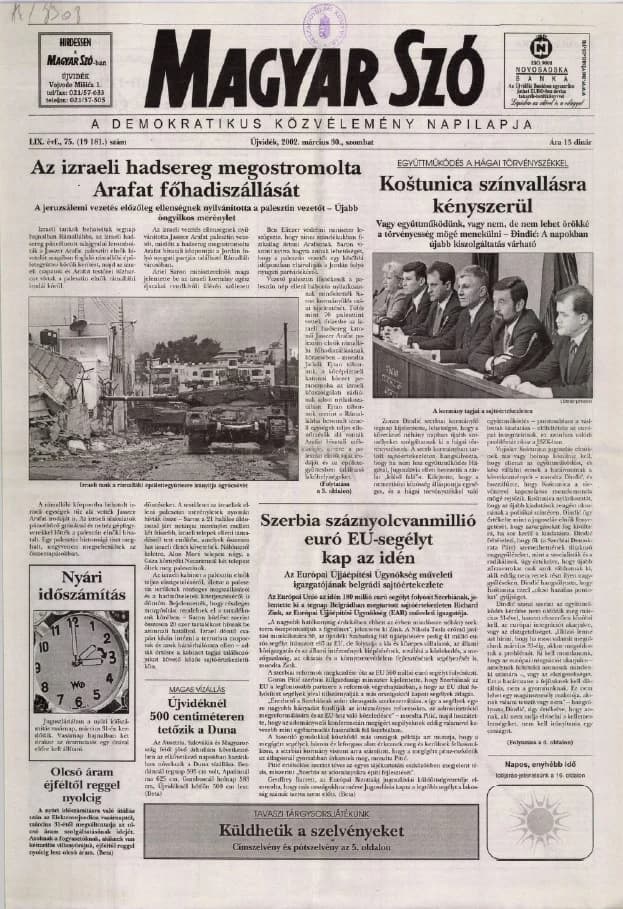Magyar Szó, 59. évf. 2002. március 30. 75. sz. 1–16. oldal