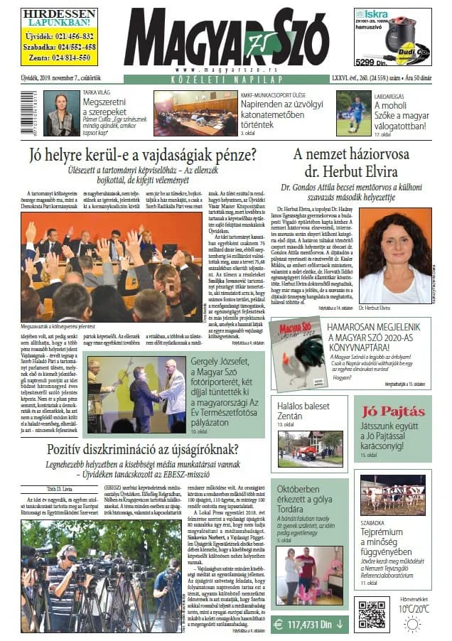 Magyar Szó, 76. évf. 2019. november 7. 260. sz. 1–20. oldal