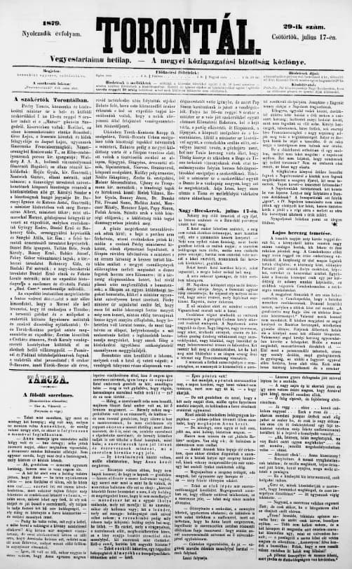 Torontál, 8. évf. 1879. július 17. 29. sz.