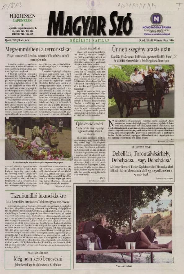 Magyar Szó, 60. évf. 2003. július 8. 159. sz. 1–16. oldal