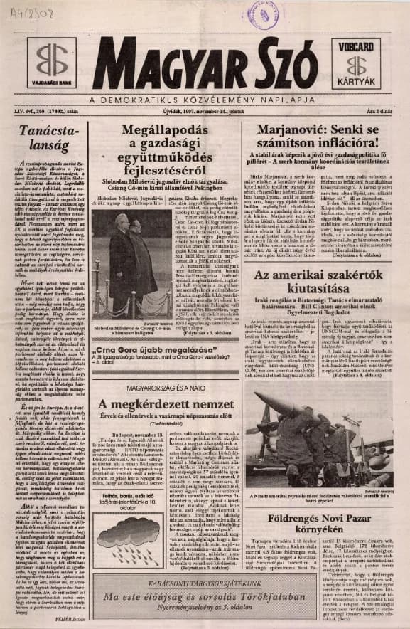 Magyar Szó, 54. évf. 1997. november 14. 269. sz. 1–16. oldal