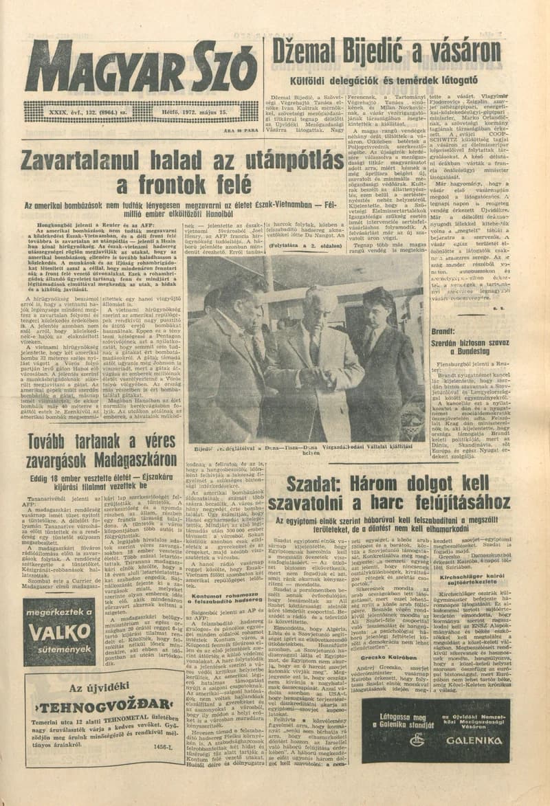 Magyar Szó, 29. évf. 1972. május 15. 132. sz. 1–12. oldal