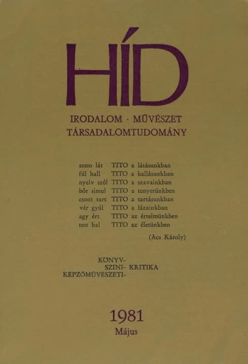Híd, 45. évf. 1981. május. 5. sz. 537–668. oldal