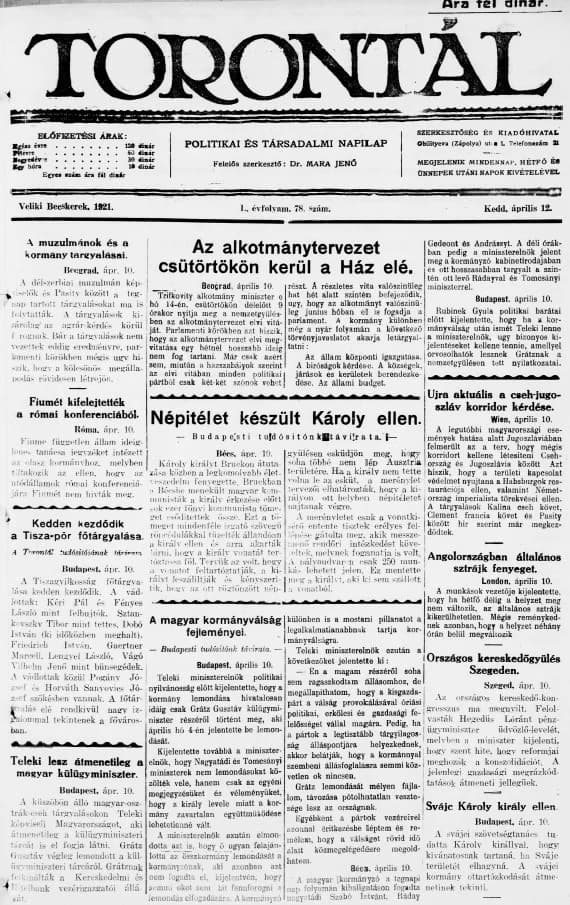 Torontál, 50. évf. 1921. április 12. 78. sz.