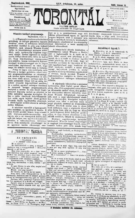 Torontál, 25. évf. 1896. február 10. 33. sz.